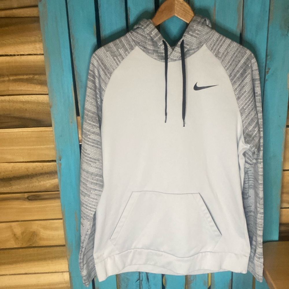Nike pullover hoodie sweatshirt size large gray white black